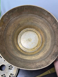 Ведро для льда с щипцами, Европа, латунь с серебрением, «Silver Plated», винтаж. Картинка 6