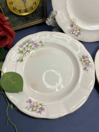 Набор тарелок Фабрики им.М.И.Калинина 1927-1928гг. Фаянс, цветочная деколь, позолота. Цена за 3шт. Картинка 3