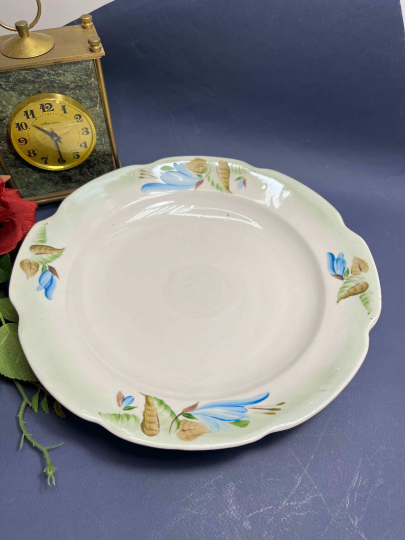 Сервировочное блюдо с ручками. Фарфор с ручной надглазурной росписью. Барановский ФЗ 1973-83гг. СССР. Картинка 1