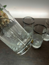 Стаканы из стекла с тяжелым дном, дизайн серебряного цвета. Богемия, Чехословакия. Цена за 5шт. Картинка 3