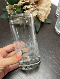 Стаканы из стекла с тяжелым дном, дизайн серебряного цвета. Богемия, Чехословакия. Цена за 5шт. Картинка 4