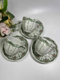 Кофейная пара "Паутинка" в зеленом цвете. ЛФЗ 1970х гг ав. Н.Л.Павлова, форма Тюльпан С.Е.Яковлева.