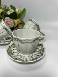 Кофейная пара "Паутинка" в зеленом цвете. ЛФЗ 1970х гг ав. Н.Л.Павлова, форма Тюльпан С.Е.Яковлева.. Картинка 2