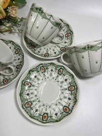 Кофейная пара "Паутинка" в зеленом цвете. ЛФЗ 1970х гг ав. Н.Л.Павлова, форма Тюльпан С.Е.Яковлева.. Картинка 4