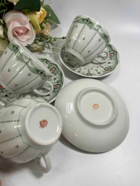 Кофейная пара "Паутинка" в зеленом цвете. ЛФЗ 1970х гг ав. Н.Л.Павлова, форма Тюльпан С.Е.Яковлева.. Картинка 5