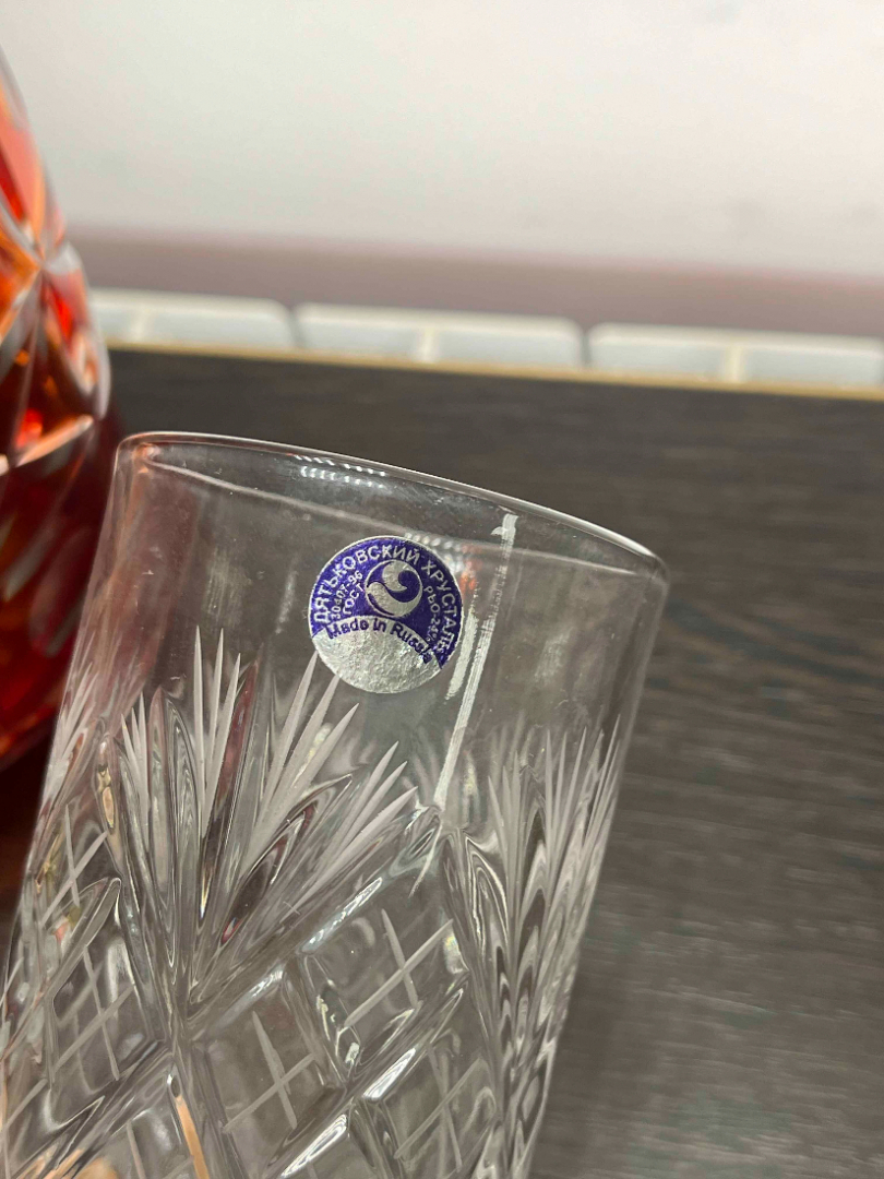 Высокие стаканы Дятьковский ХЗ, хрусталь с алмазной гранью, 300мл, этикетки, каталог. Цена за 6шт. Картинка 4