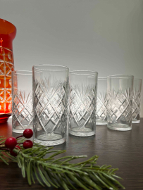 Высокие стаканы Дятьковский ХЗ, хрусталь с алмазной гранью, 300мл, этикетки, каталог. Цена за 6шт