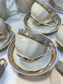 Кофейный сервиз для 6 персон. Дулевский ФЗ 1976-86гг. Фарфор с перламутром, позолотой. Цена за 12пр. Картинка 2