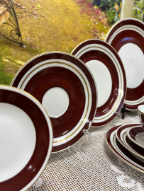 Сервиз чайный на 12 персон. ГДР Freiberger 70-95 Тонкий фарфор, терракот крытье, золото. Цена за 54п. Картинка 5