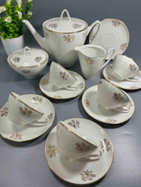 Сервиз чайный Epiag Чехословакия, клеймо после 1946г. Тонкий фарфор с позолотой. Винтаж.Цена за 14пр