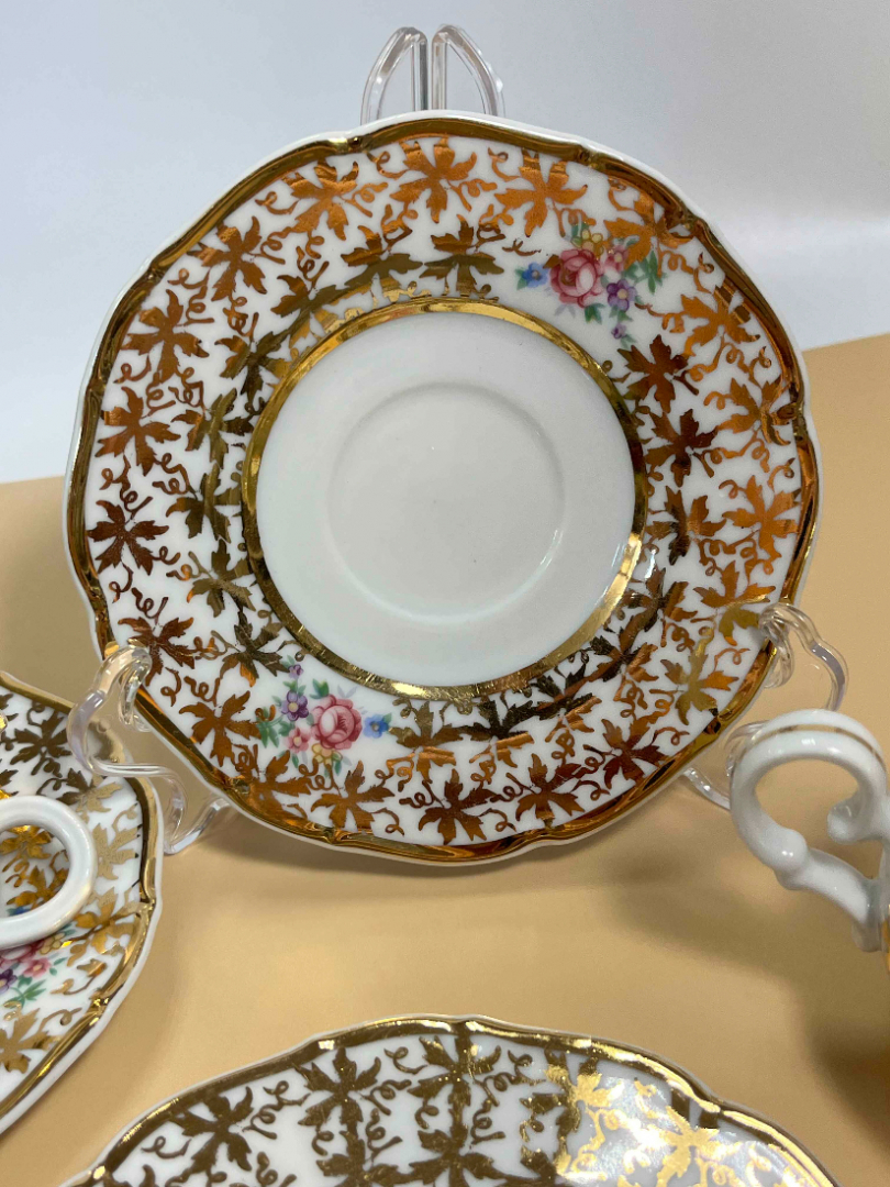 Часть кофейного сервиза, Moritz Zdekauer Чехословакия. Фарфор, деколь, золото. Цена за 11пр. Картинка 4