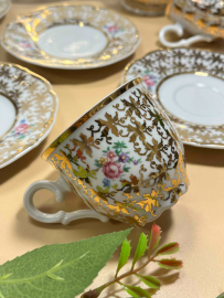 Часть кофейного сервиза, Moritz Zdekauer Чехословакия. Фарфор, деколь, золото. Цена за 11пр. Картинка 2