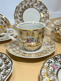 Часть кофейного сервиза, Moritz Zdekauer Чехословакия. Фарфор, деколь, золото. Цена за 11пр. Картинка 5