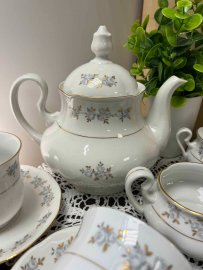 Чайный сервиз на 6 персон. Богемия, Чехословакия. Фарфор с деколью и золотом. Цена за 27пр. Картинка 2