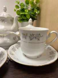 Чайный сервиз на 6 персон. Богемия, Чехословакия. Фарфор с деколью и золотом. Цена за 27пр. Картинка 5