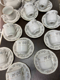 Чайный сервиз на 6 персон. Богемия, Чехословакия. Фарфор с деколью и золотом. Цена за 27пр. Картинка 6