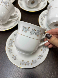 Чайный сервиз на 6 персон. Богемия, Чехословакия. Фарфор с деколью и золотом. Цена за 27пр. Картинка 7