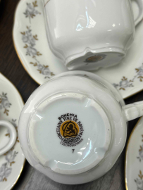 Чайный сервиз на 6 персон. Богемия, Чехословакия. Фарфор с деколью и золотом. Цена за 27пр. Картинка 9