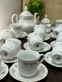 Чайный сервиз на 6 персон. Богемия, Чехословакия. Фарфор с деколью и золотом. Цена за 27пр. Картинка 10