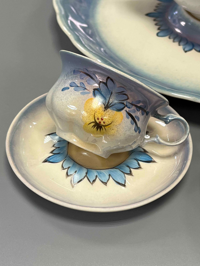 Набор для кофе на подносе. Коростенский ФЗ 1962-72гг. Тонкий фарфор, руч.роспись.  Цена за 8пр. Картинка 6