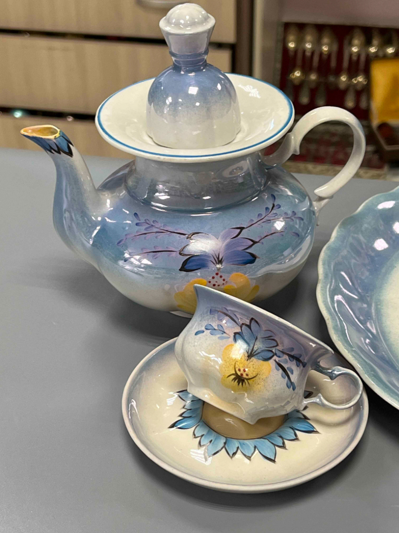 Набор для кофе на подносе. Коростенский ФЗ 1962-72гг. Тонкий фарфор, руч.роспись.  Цена за 8пр. Картинка 8