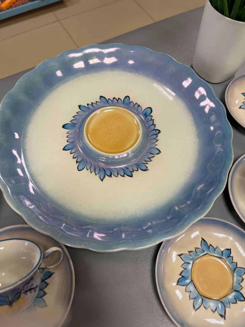 Набор для кофе на подносе. Коростенский ФЗ 1962-72гг. Тонкий фарфор, руч.роспись.  Цена за 8пр. Картинка 10