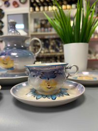 Набор для кофе на подносе. Коростенский ФЗ 1962-72гг. Тонкий фарфор, руч.роспись.  Цена за 8пр. Картинка 3