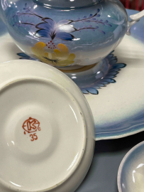 Набор для кофе на подносе. Коростенский ФЗ 1962-72гг. Тонкий фарфор, руч.роспись.  Цена за 8пр. Картинка 7