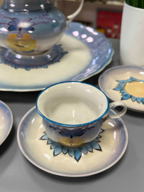 Набор для кофе на подносе. Коростенский ФЗ 1962-72гг. Тонкий фарфор, руч.роспись.  Цена за 8пр. Картинка 12