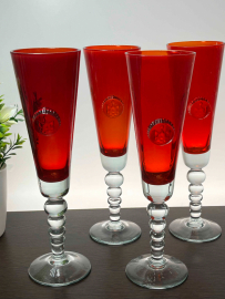 Бокал-кубок с гербом УССР. Цветное стекло с налепом на фигурной ножке. Винтаж. Цена за шт