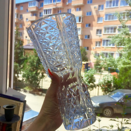 Ваза для цветов, хрусталь, алмазная грань, винтаж, СССР