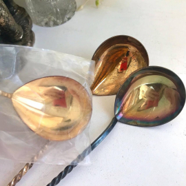 Ложка для салатов в упаковке, Таллинский ЮЗ, мнц с серебрением и золочением, винтаж, СССР. Картинка 3