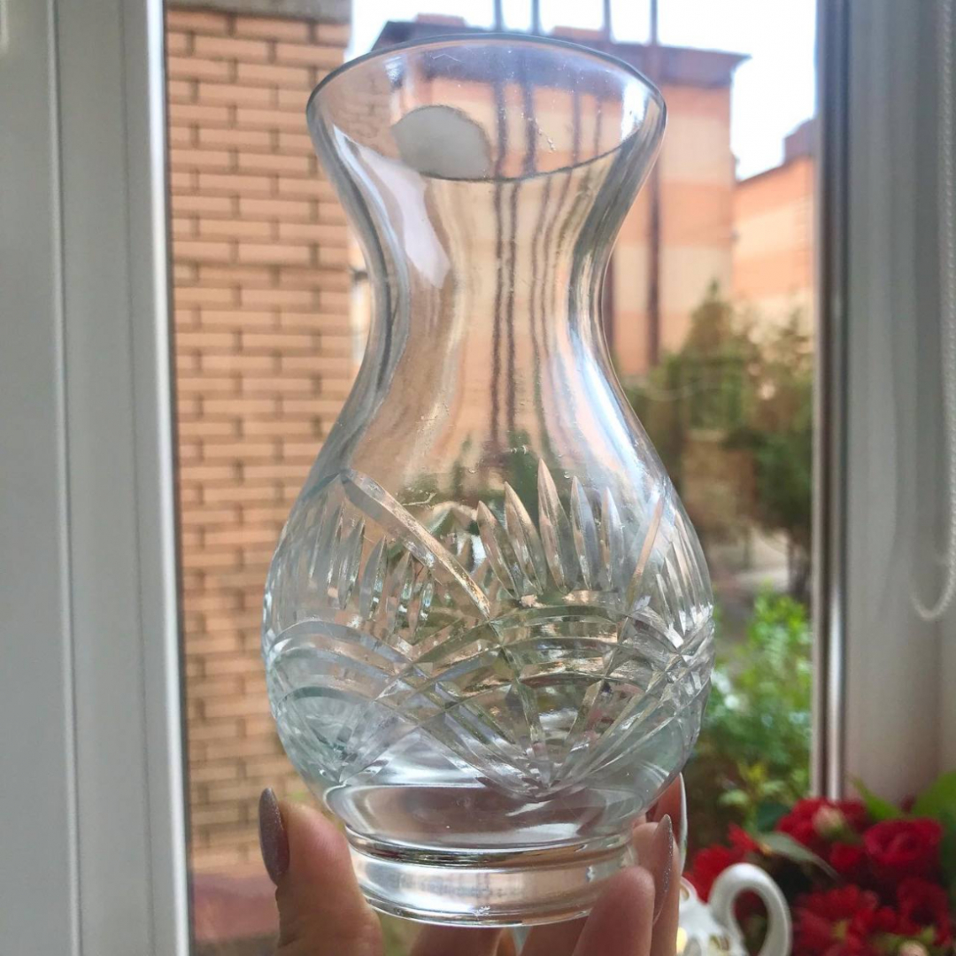 Ваза - подбукетник. Хрусталь с алмазной гранью, классической формы, винтаж, СССР. Картинка 5