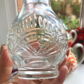 Ваза - подбукетник. Хрусталь с алмазной гранью, классической формы, винтаж, СССР. Картинка 6
