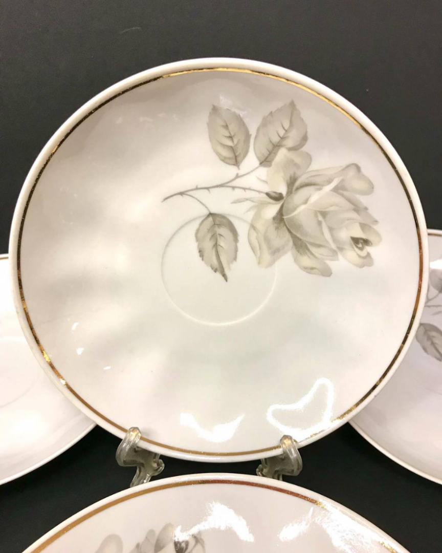 Блюдце Дулевский ФЗ, "Серая/Пыльная Роза", винтаж, СССР. Картинка 2