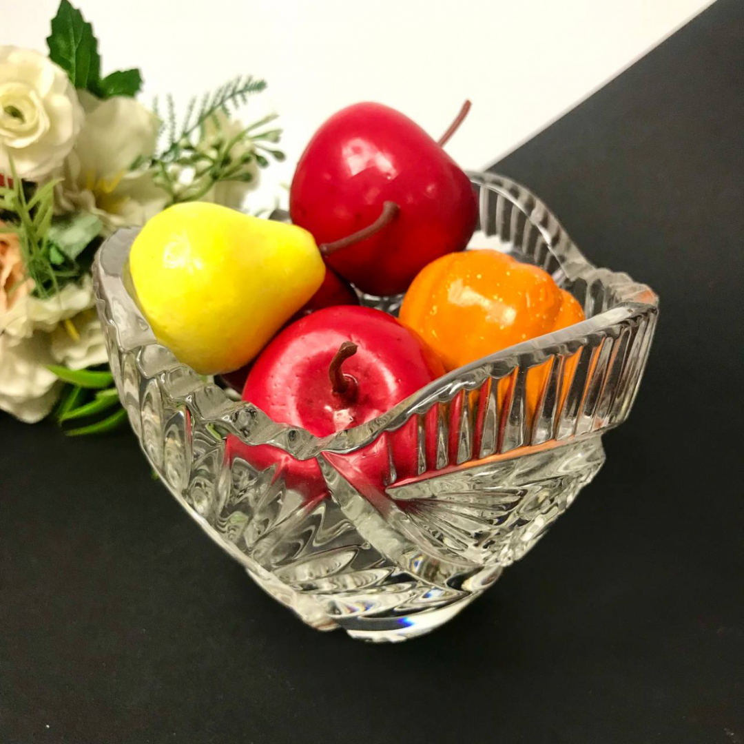 Миниатюрная вазочка для сервировки, хрусталь, алмазная грань, винтаж, СССР. Картинка 2