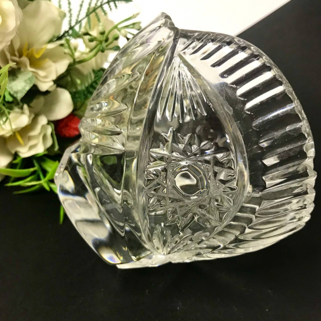 Миниатюрная вазочка для сервировки, хрусталь, алмазная грань, винтаж, СССР. Картинка 4
