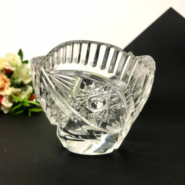 Миниатюрная вазочка для сервировки, хрусталь, алмазная грань, винтаж, СССР