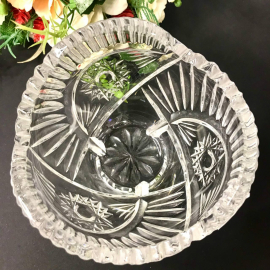 Миниатюрная вазочка для сервировки, хрусталь, алмазная грань, винтаж, СССР. Картинка 3