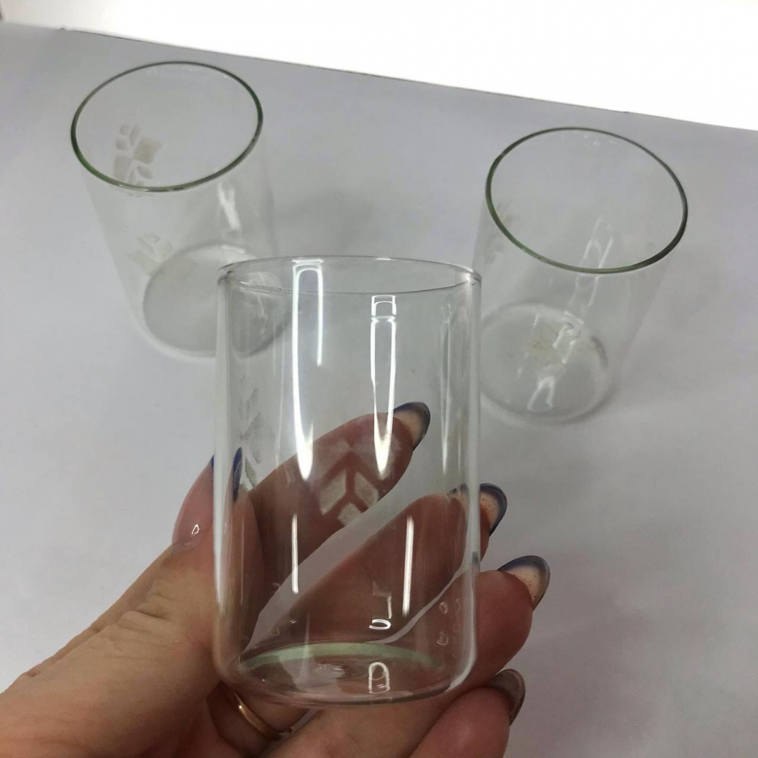 Стопки из тонкого стекла с деколью, 50мл, винтаж, СССР. Цена за 6шт. Картинка 2