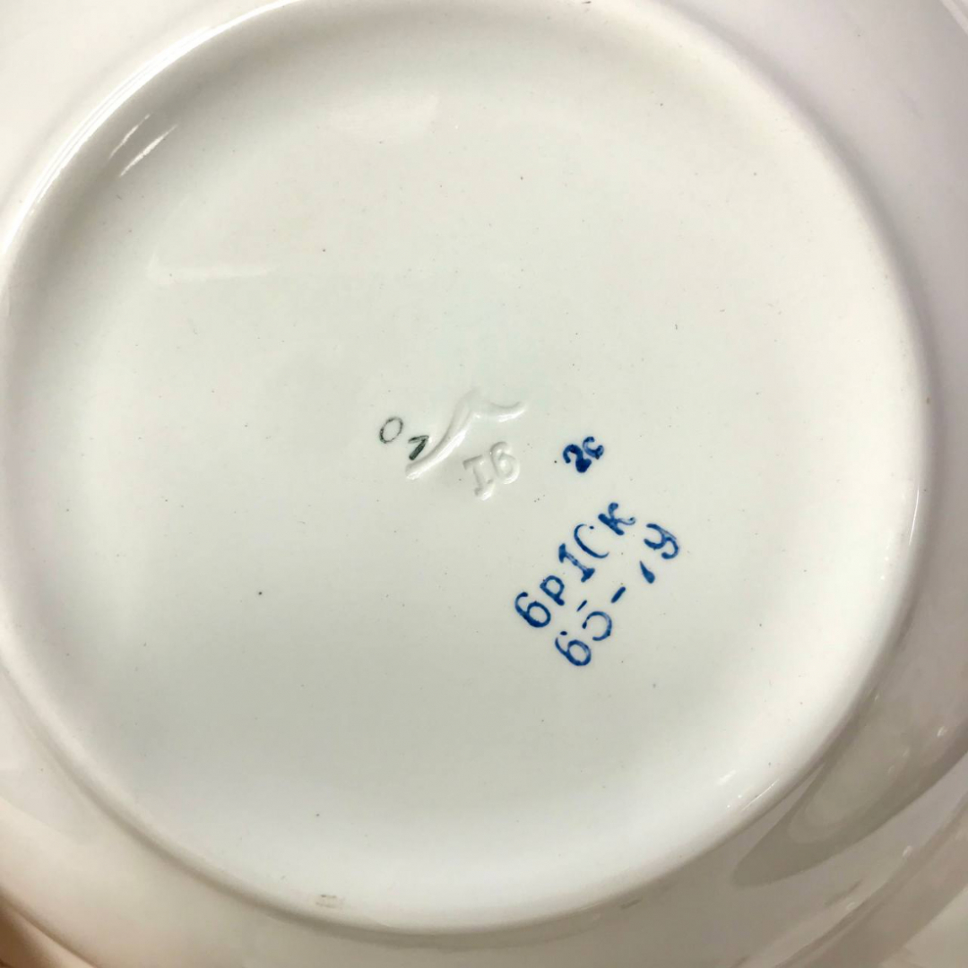 Набор пиал и салатника, ФФЗ Чайка, знак качества СССР, фаянс с росписью, винтаж, СССР. Цена за 7пр. Картинка 6