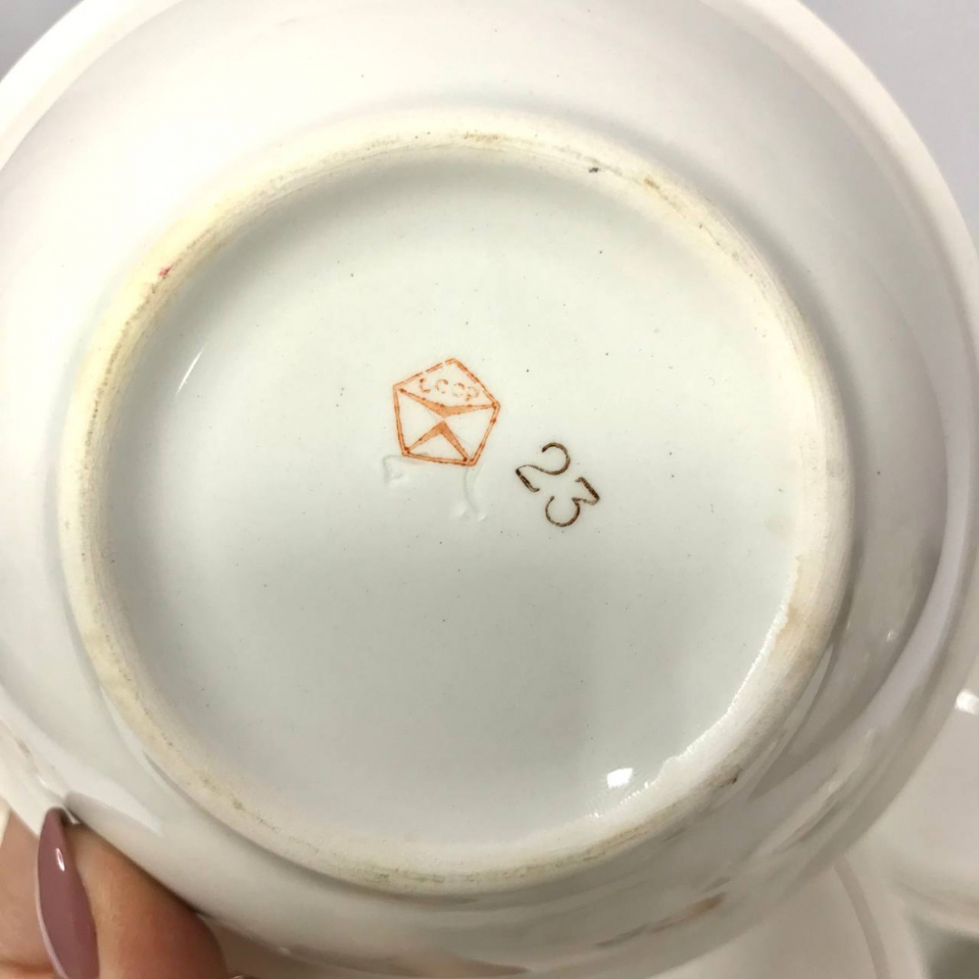 Набор пиал и салатника, ФФЗ Чайка, знак качества СССР, фаянс с росписью, винтаж, СССР. Цена за 7пр. Картинка 7