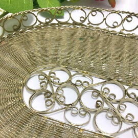 Хлебница с двумя ручками, скань, ручная работа, винтаж, СССР. Картинка 2