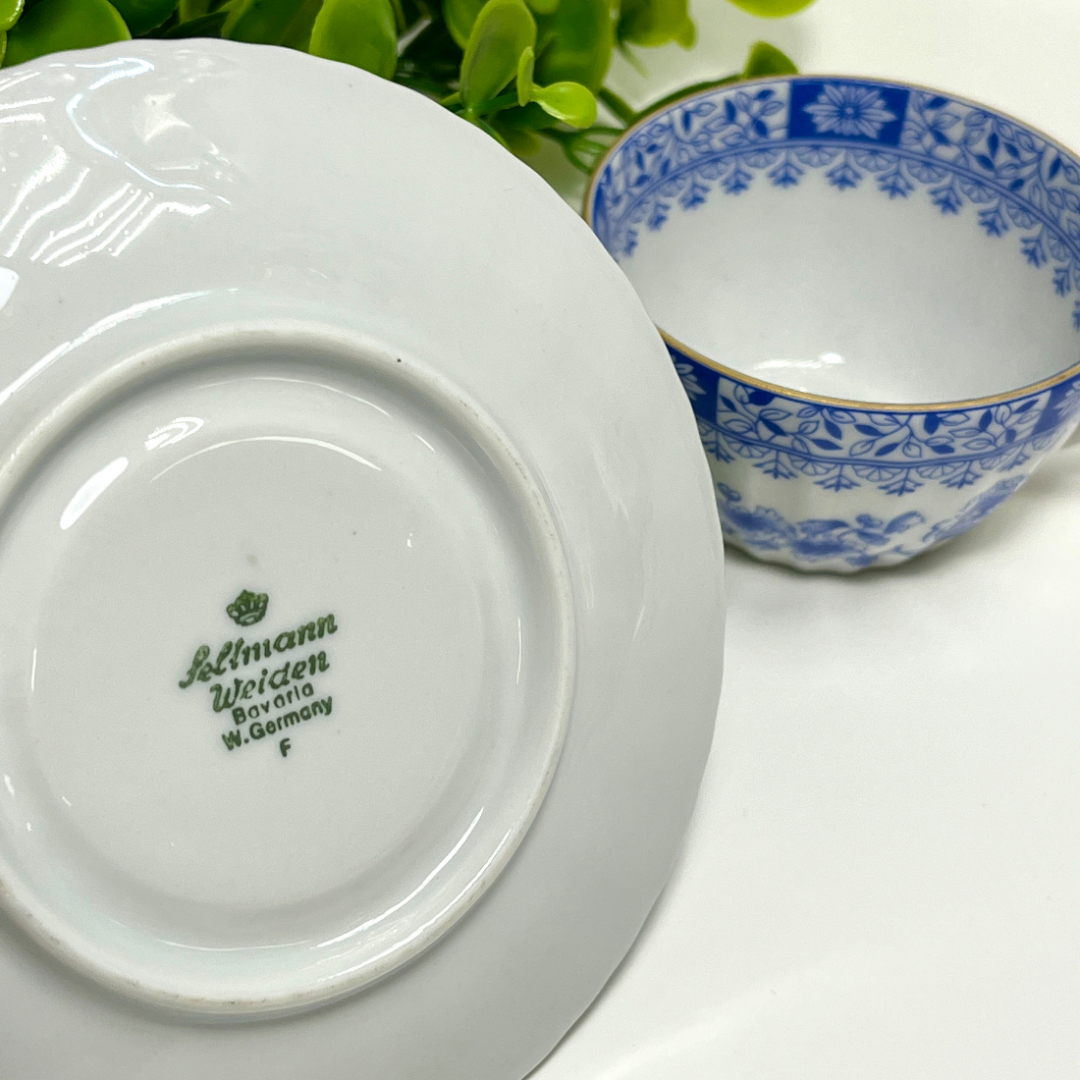 Кофейная пара Seltmann Weiden Германия 1950-1994гг. Тонкий рельеф фарфор, позолота. 100мл. Винтаж. Картинка 5