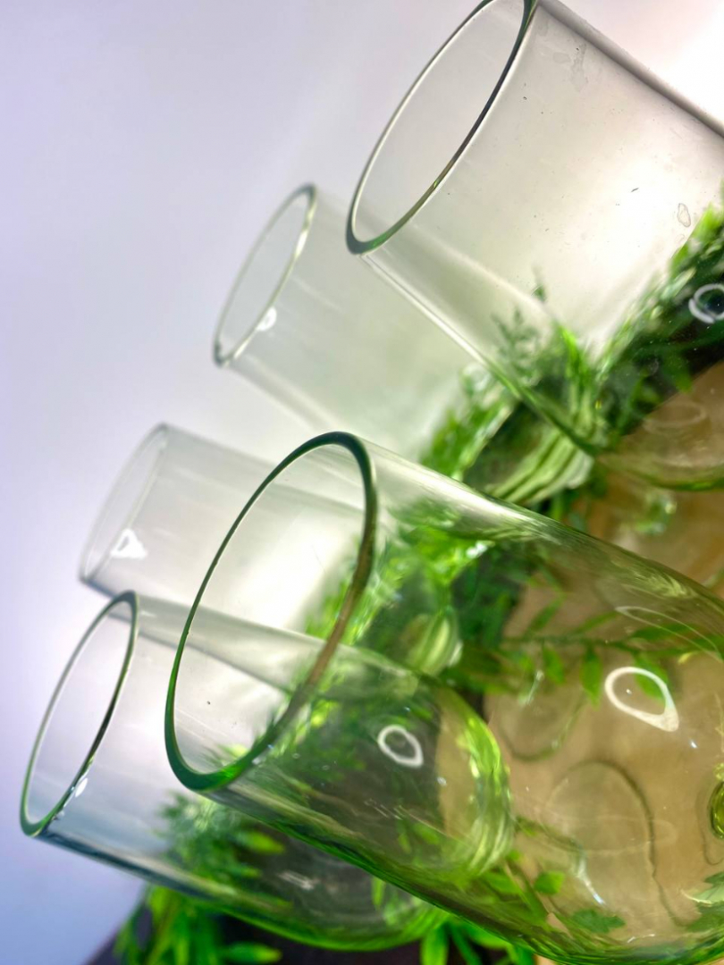 Бокалы из цветного зеленого стекла, винтаж, СССР. 130мл. Цена за 5пр. Картинка 2