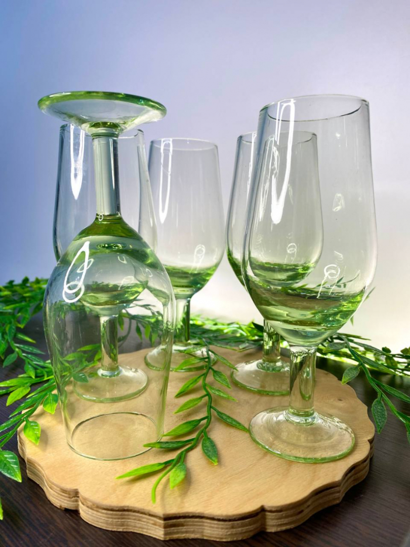 Бокалы из цветного зеленого стекла, винтаж, СССР. 130мл. Цена за 5пр. Картинка 3