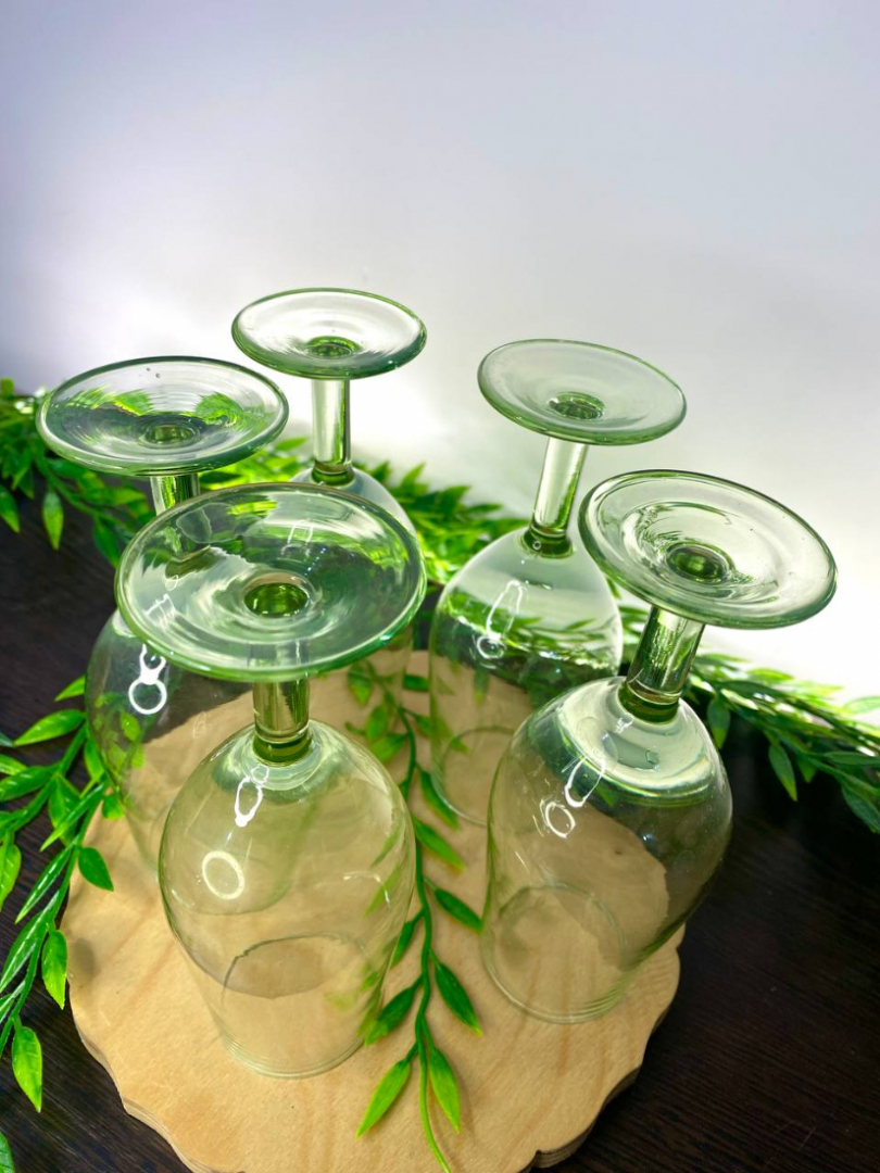 Бокалы из цветного зеленого стекла, винтаж, СССР. 130мл. Цена за 5пр. Картинка 4