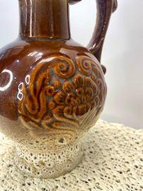 Куманец - графин, обливная керамика. Родная крышка. Винтаж, СССР. Картинка 4
