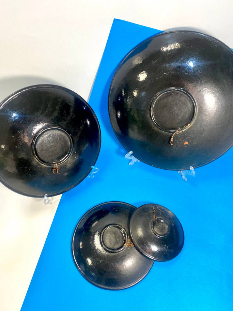 Настенные декоративные тарелки из дерева. Ручная роспись эмалями. Винтаж, СССР. Цена за 4шт. Картинка 4