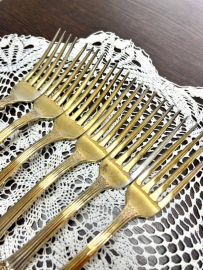 Вилки столовые "Серебряная роза" з-д Кольчугино. Мнц с серебрением и золочением. Потертость Цена за6. Картинка 3